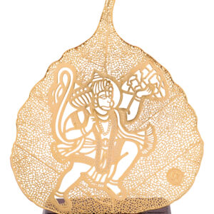 Lord Hanuman Filigree Metal Leaf Art Showpiece with Wooden Base