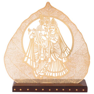 Elegant Radha Krishna Metal Leaf Art Décor