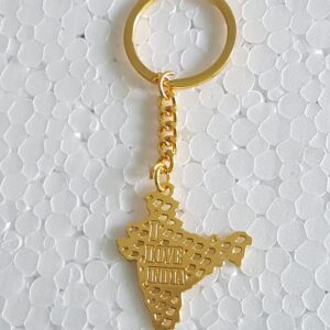 I Love India Map Keychain – Golden Metal Souvenir